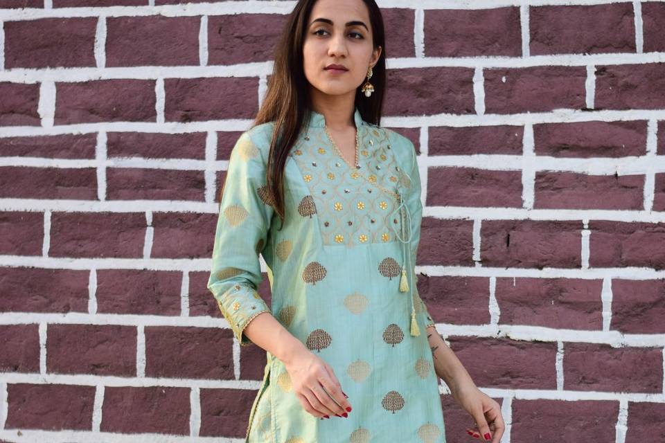 Gotta Pati Brocade Silk Kurta