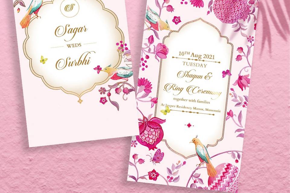 Floral Pink Wedding E-Cards.