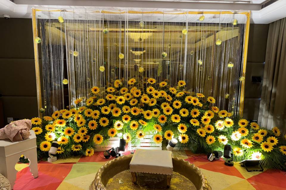 Sunflower Haldi backdrop