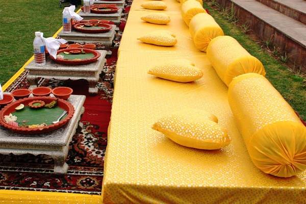 Seating and food setup