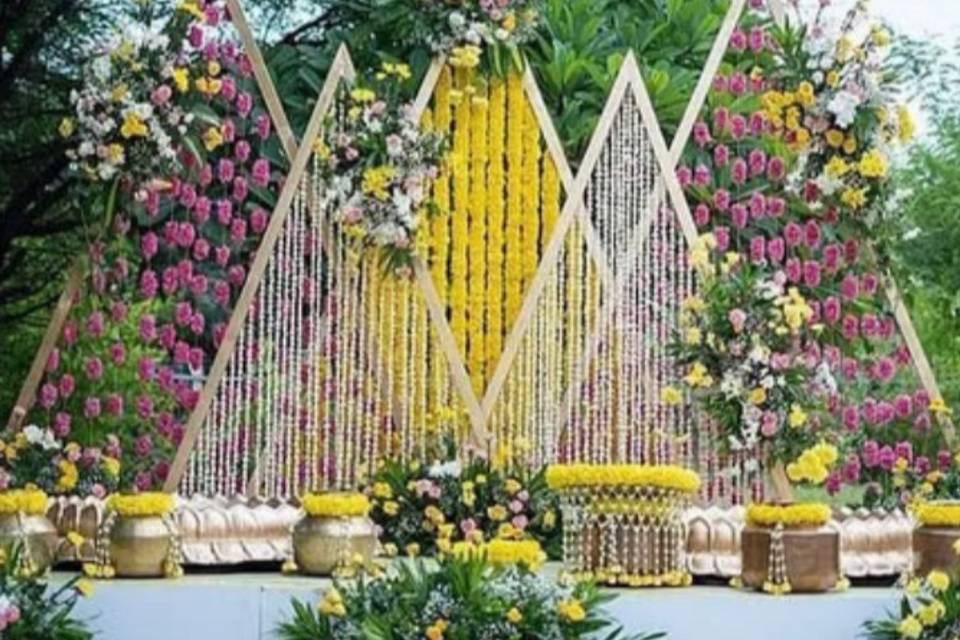 Haldi setup with yellow