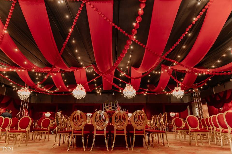 Red themed sangeet