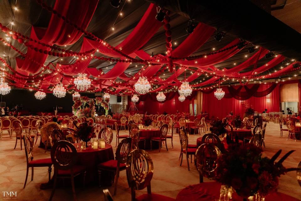 Red themed sangeet