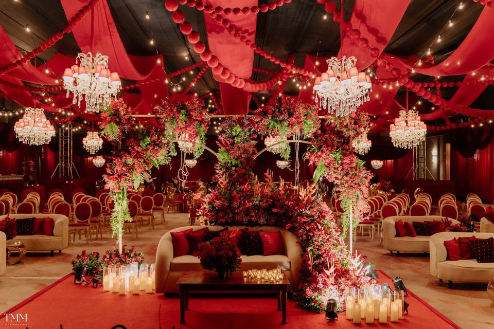 Red themed sangeet