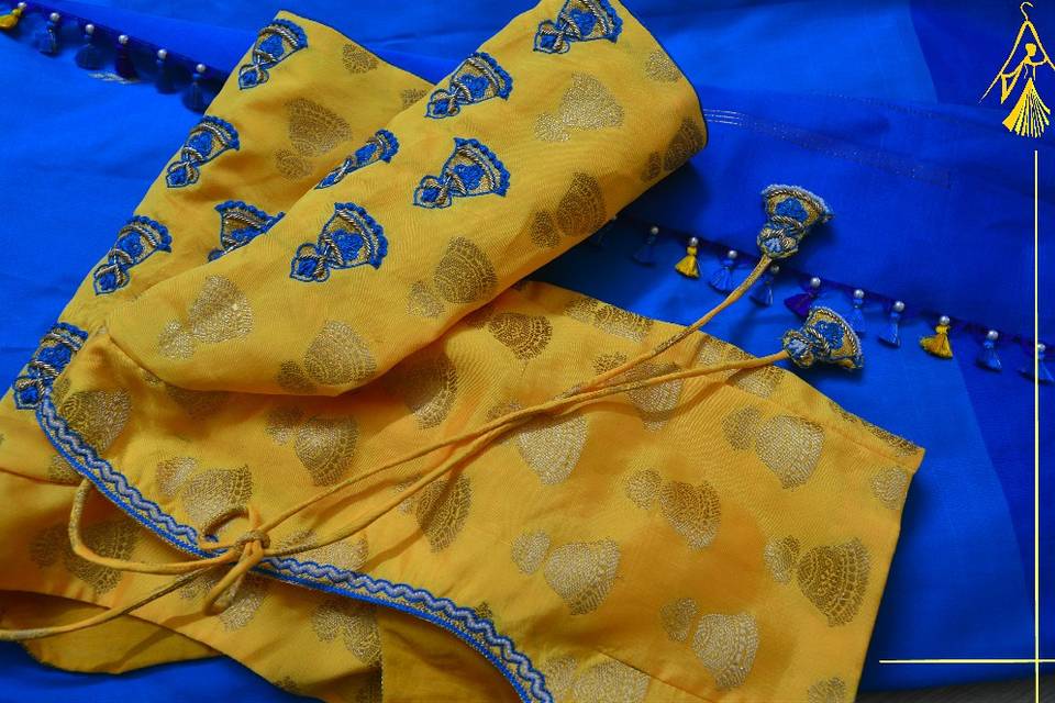 Silk Saree embroidery blouse