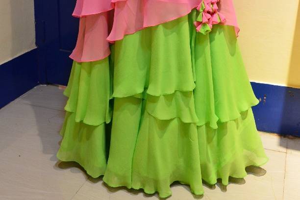 Organza silk floral gown