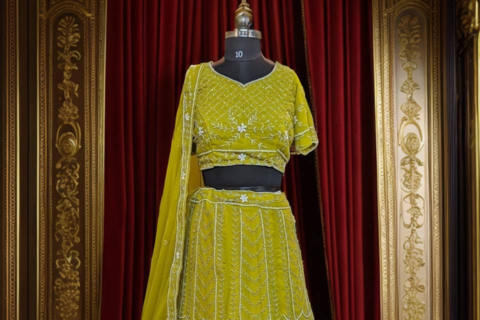 Lime heavy lehenga