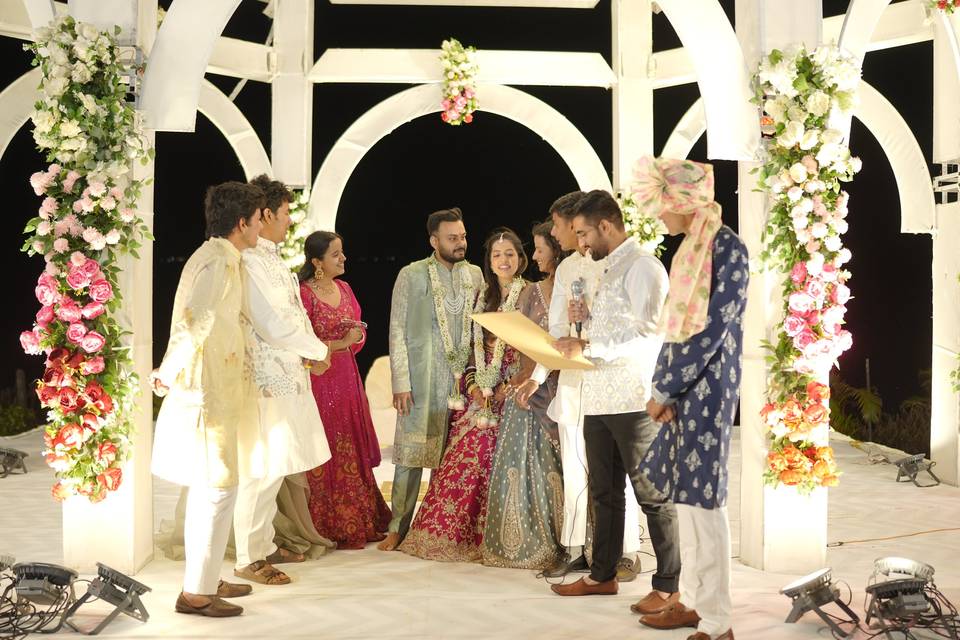Team giving gift