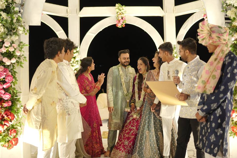 Team giving gift
