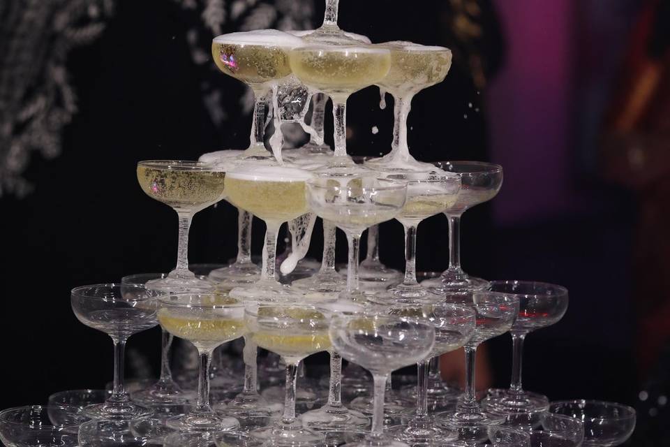 Champagne Tower Flowing