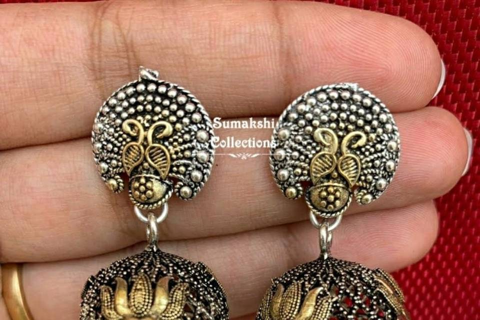 Dual Tone Lotus Jhumkas