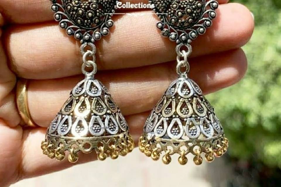 Dual Tone Peacock Jhumkas