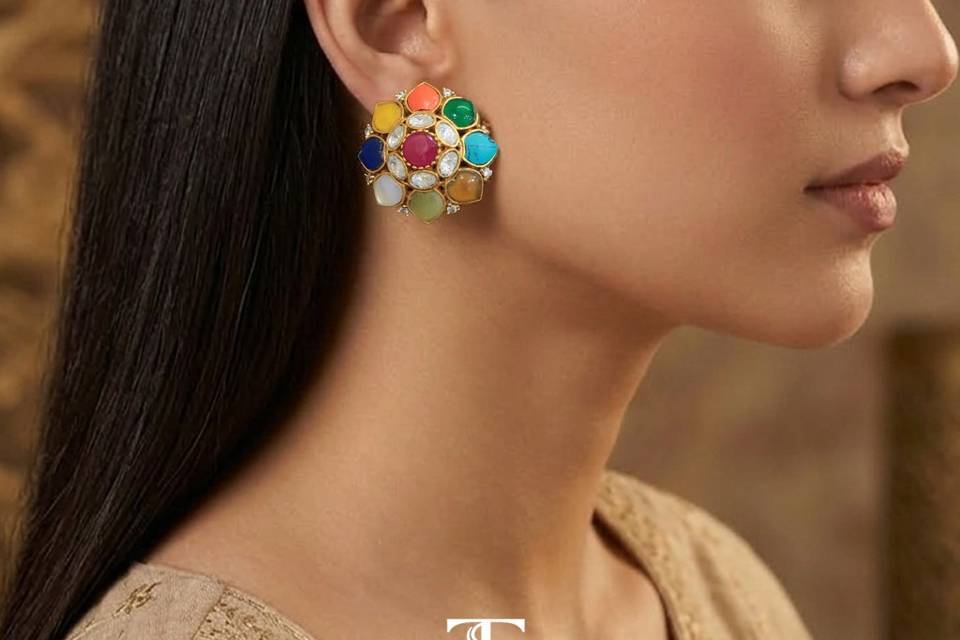 Rangmagal jadau earrings