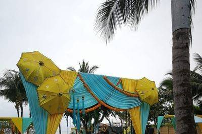 Pool side haldi decor