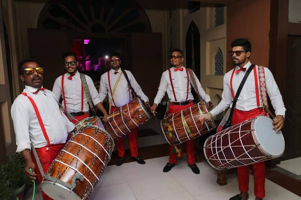 Dhol band with classy uniform