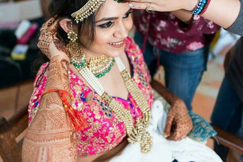 Bride getting ready