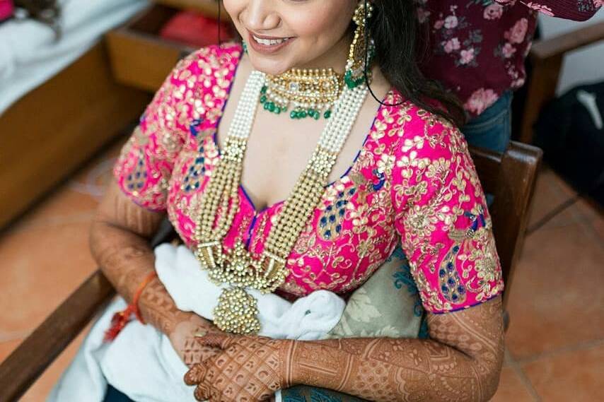 Bride getting ready