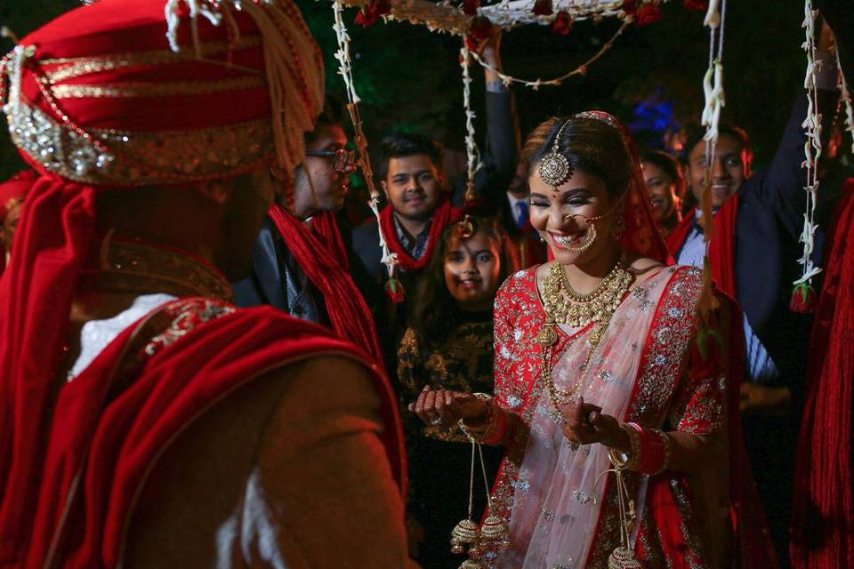 Bride Meeting the Groom in Mandap