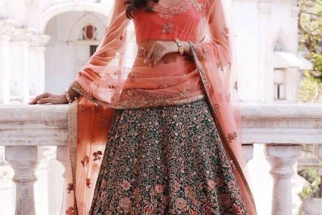 Brown Printed Work Ethnic Lehenga Choli Collection