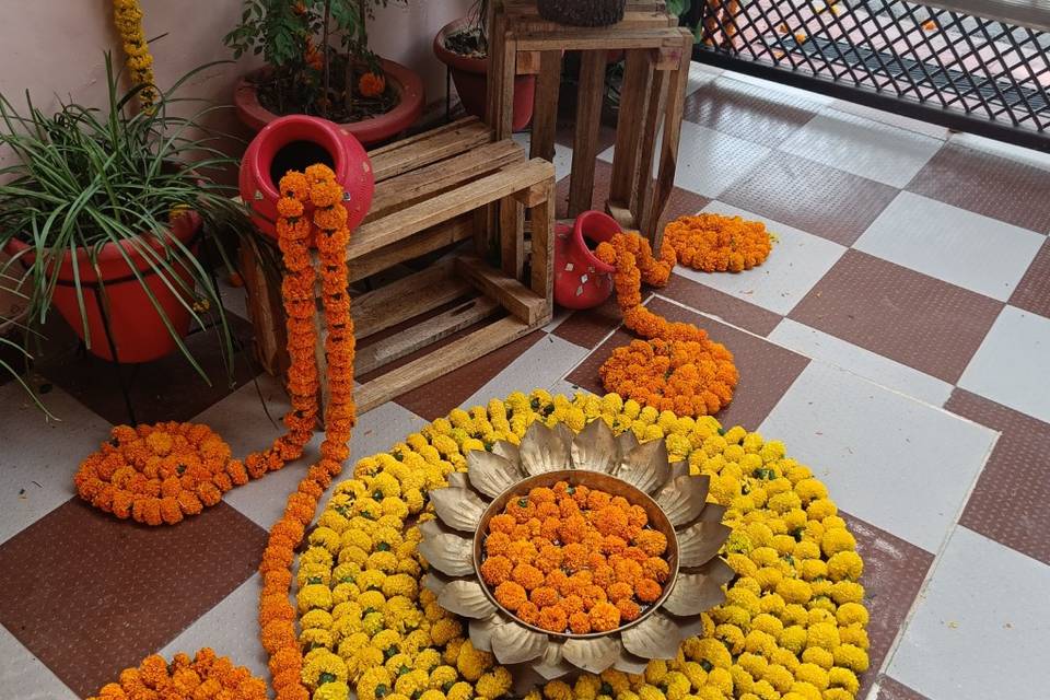 Gendha rangoli at house