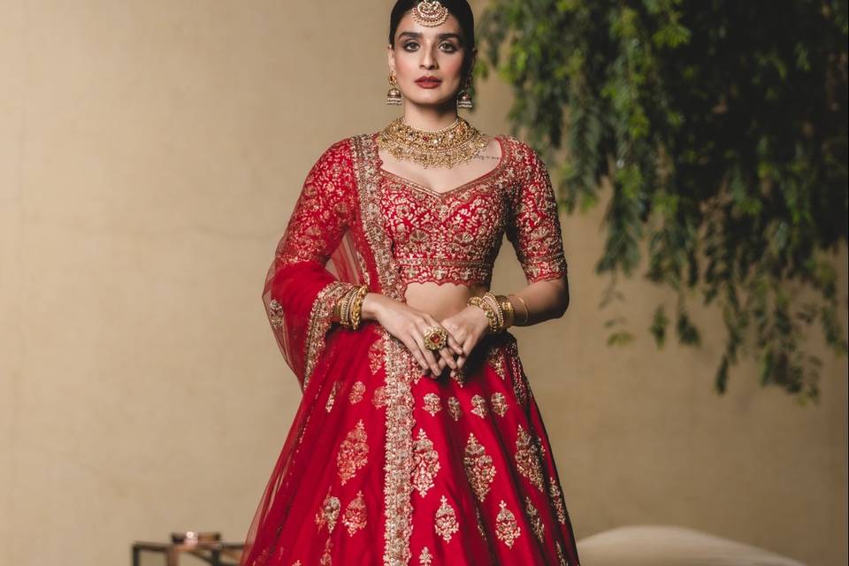 Crimson Silk Lehenga Choli Set