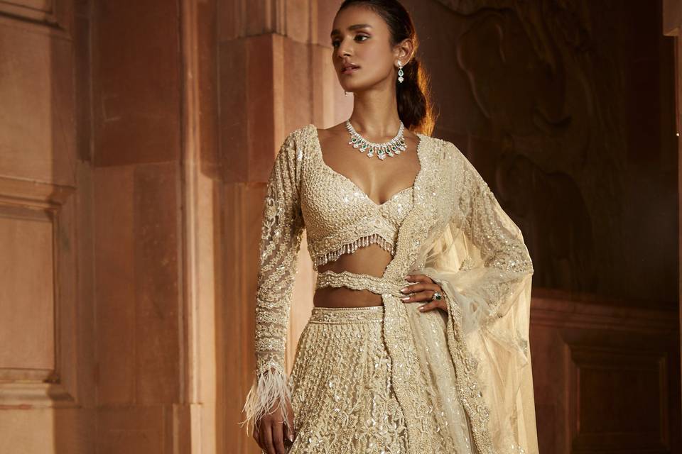 IVORY TULLE LEHENGA