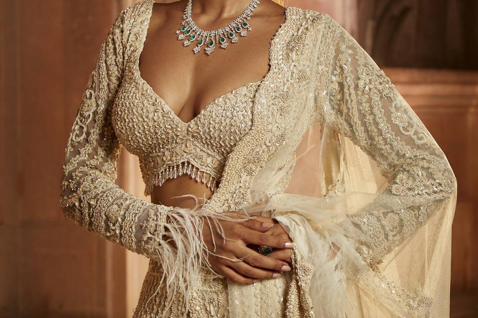 IVORY TULLE LEHENGA