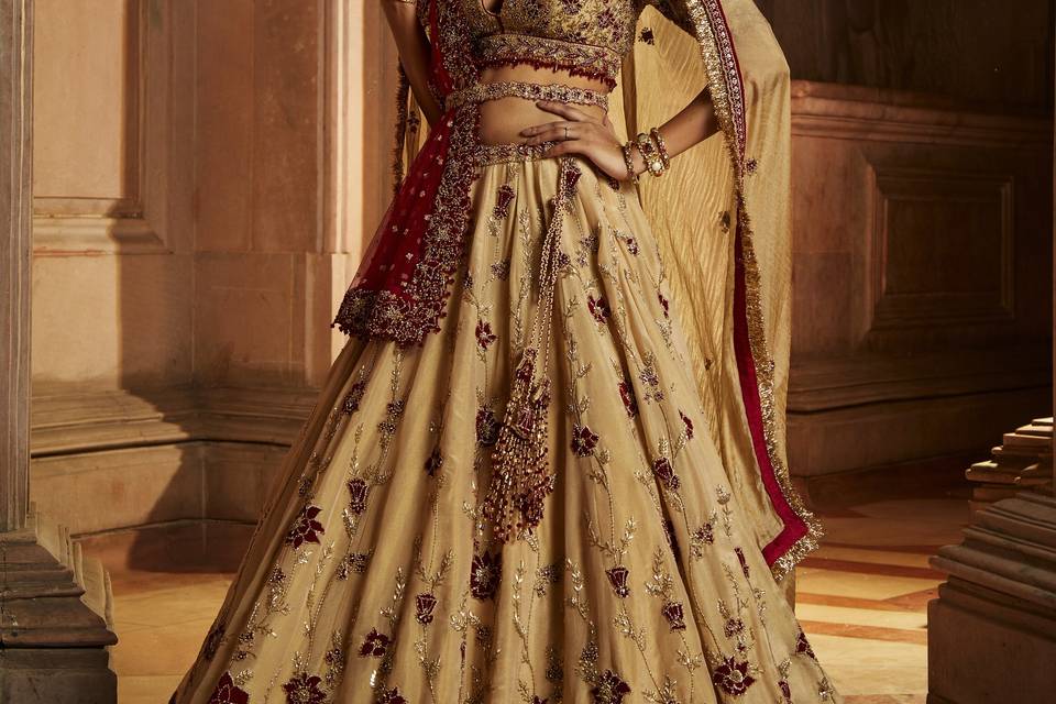 GOLD TISSUE LEHENGA CHOLI