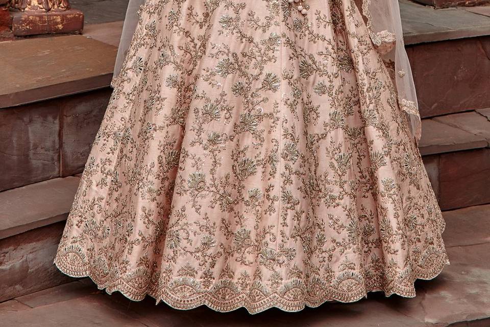 BLUSH PINK RAW SILK LEHENGA