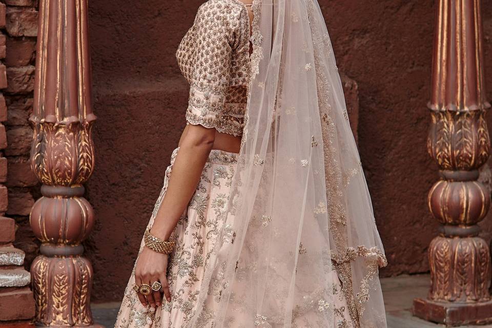 BLUSH PINK RAW SILK LEHENGA