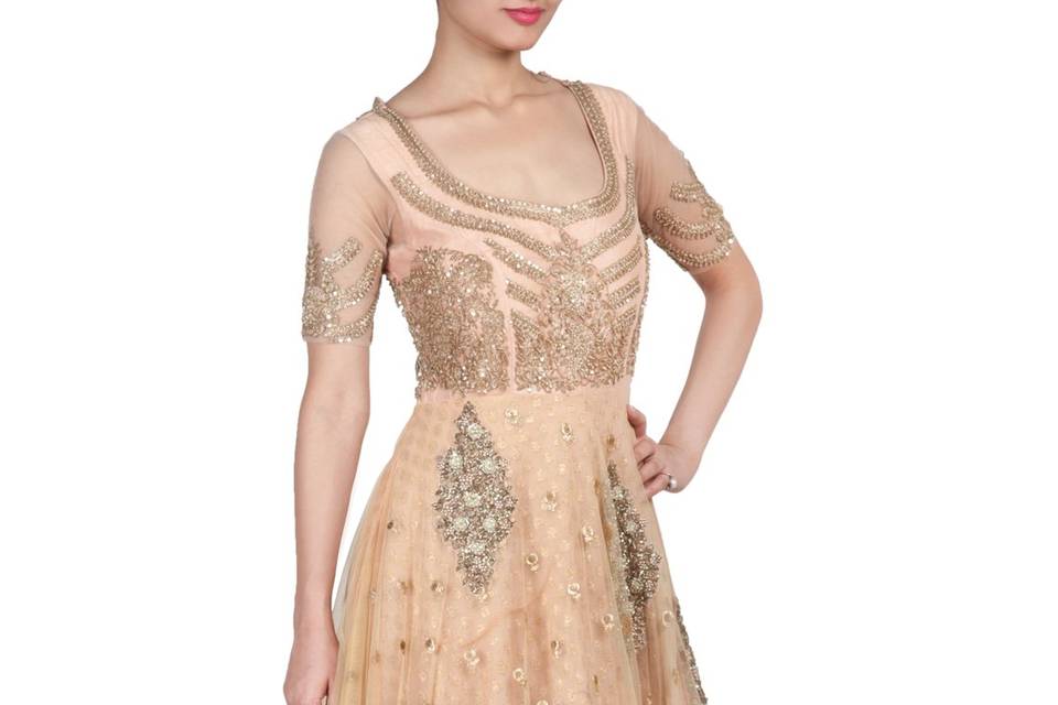 Peach Embellished Gown