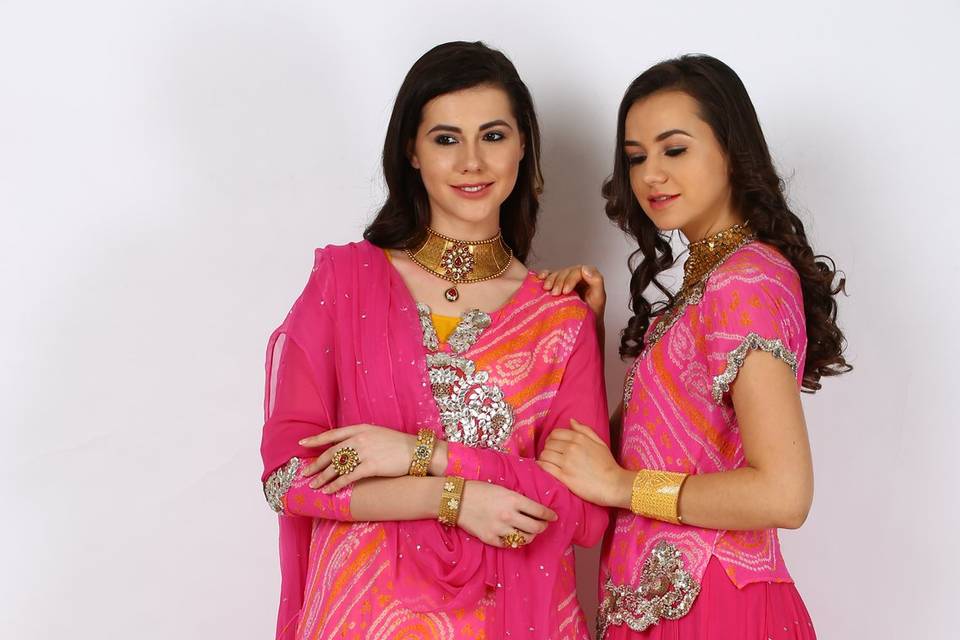 Pink Bandhani Suit