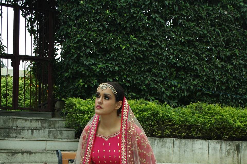 Pink and Nude Lehenga Choli