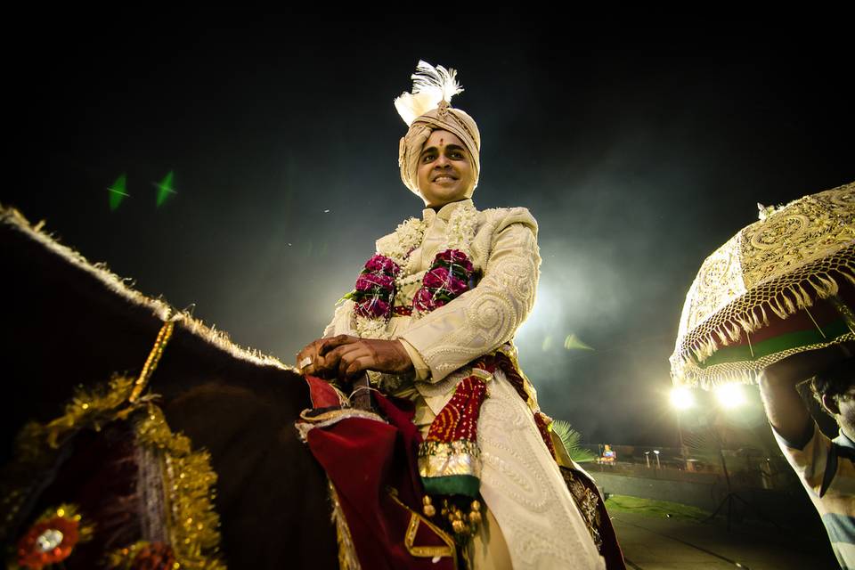 Marwari wedding groom on horse