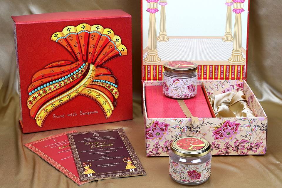 Pagri style wedding card box