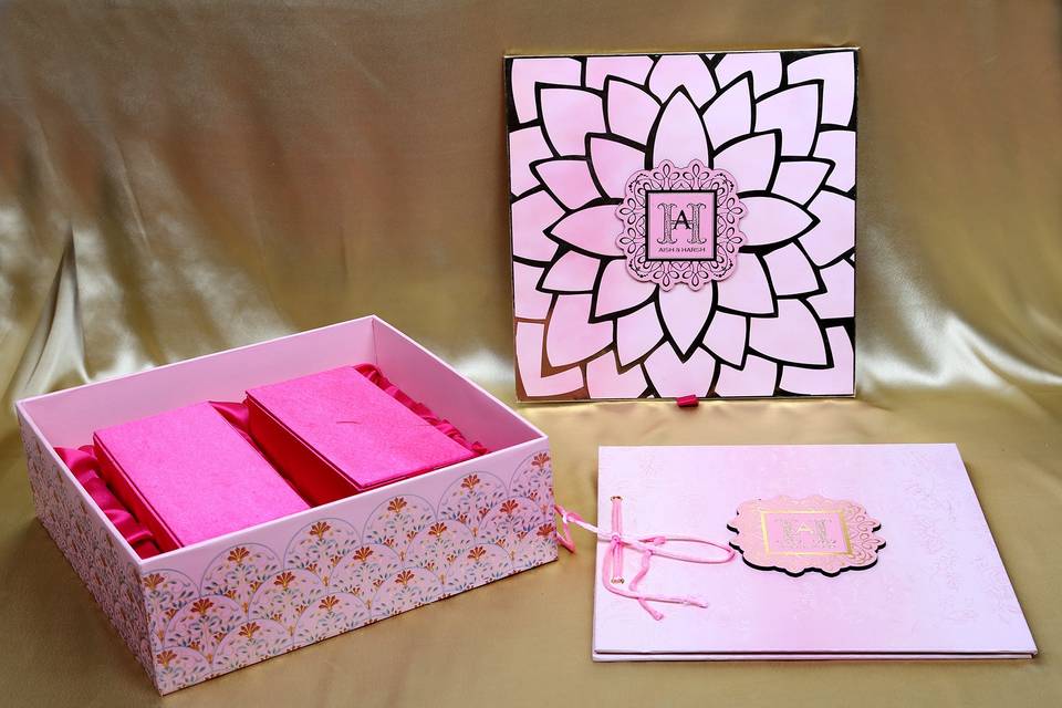 Pink lotus wedding box