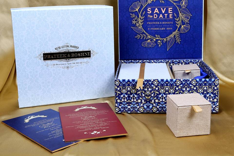 Blue wedding card box