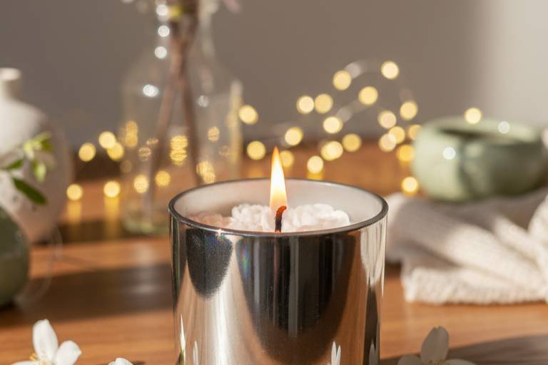 Moonlight Silver Glass Candle
