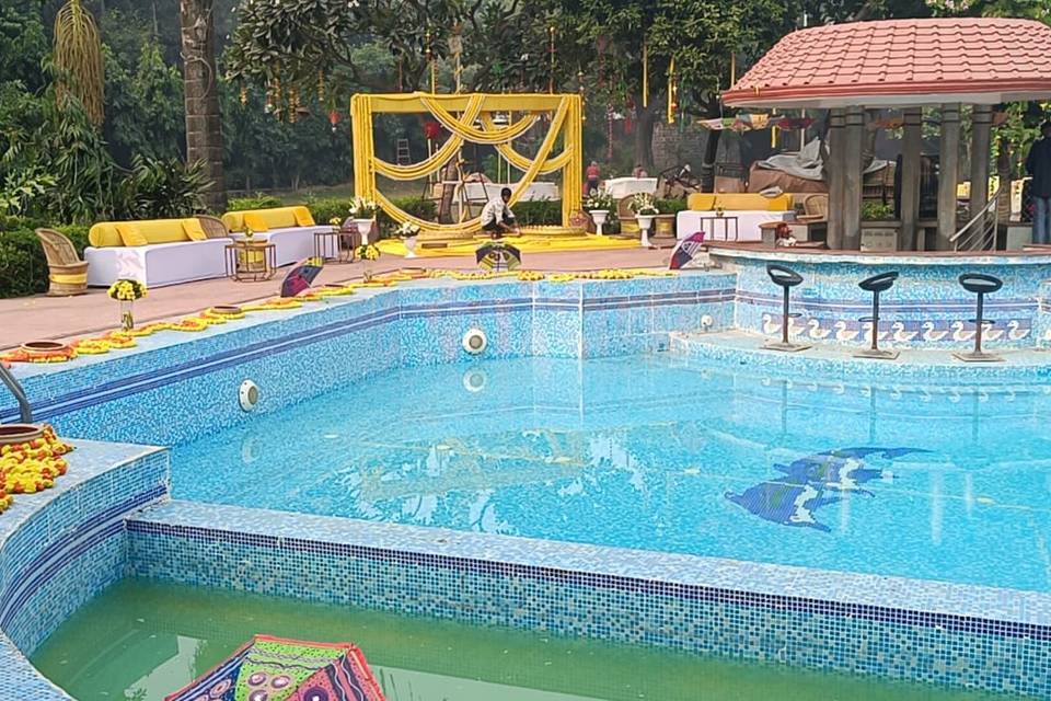 Poolside Haldi Decor