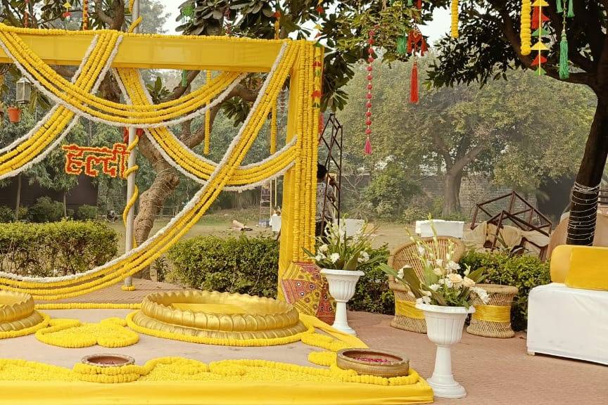 A Haldi Bckdrop with Flowers