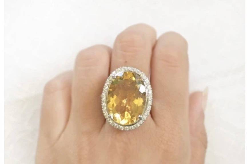 Facetted Citrine Silver Ring