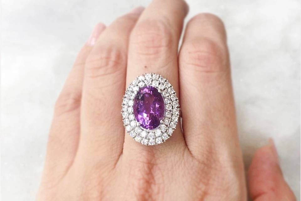 Facetted Amethyst Silver Ring