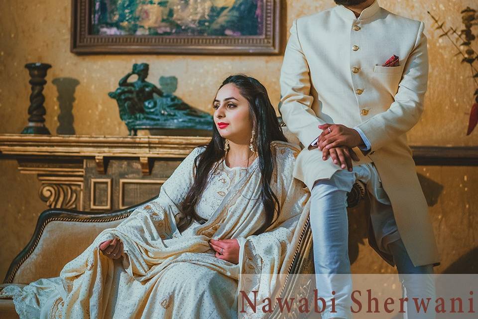 Cream Colour Nawabi Sherwani