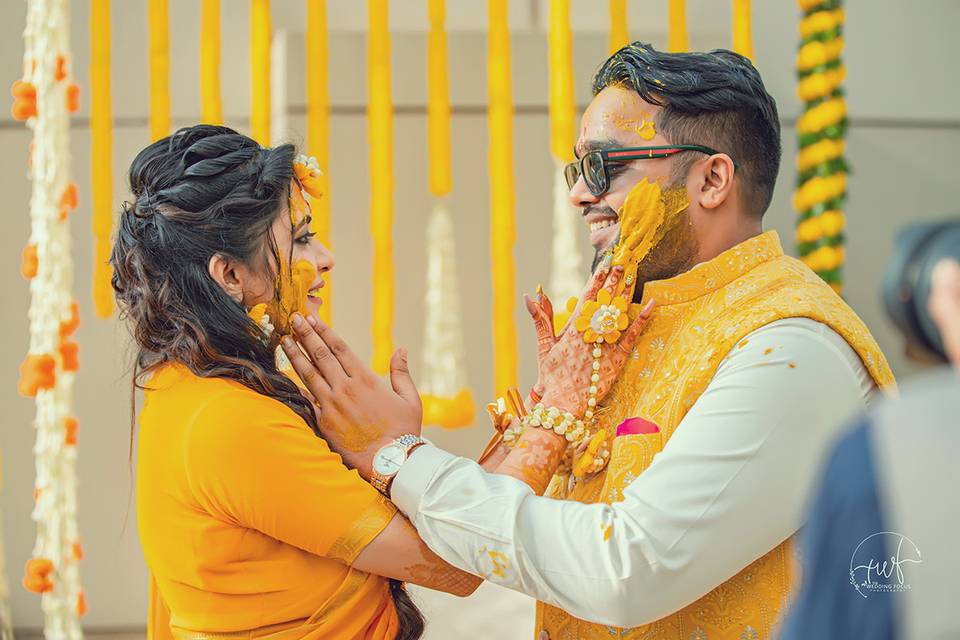 Bride Groom Enjoy Haldi Day