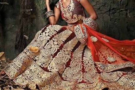 Traditional Off-White Color Crepe Designer Wear Girl Lehenga Choli