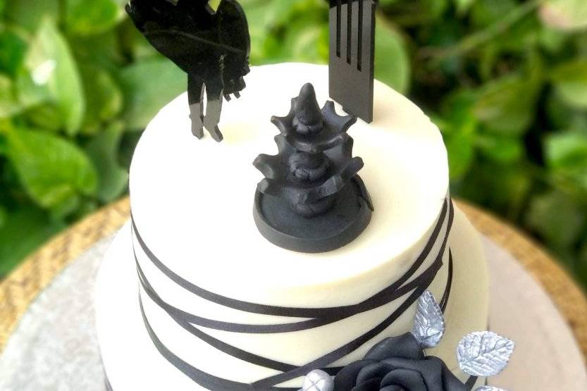 Silver & Black Engagement Cake