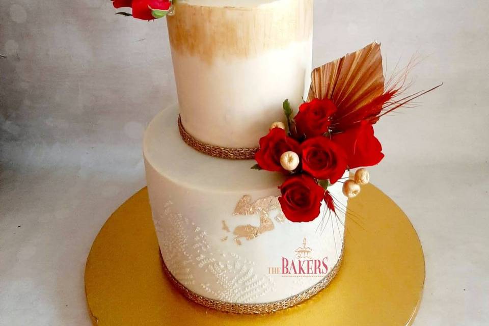 Red & Gold Engagement Cake