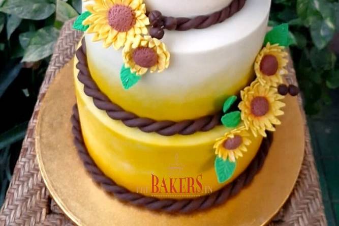 Sunflower Theme Wedding Cake