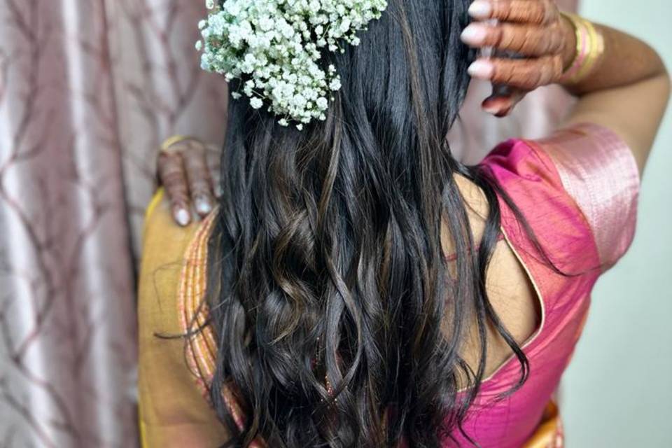 Engagement soft curls hairdo