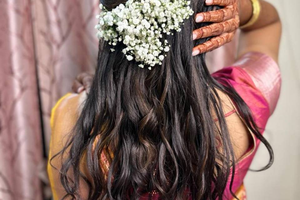 Engagement soft curls hairdo